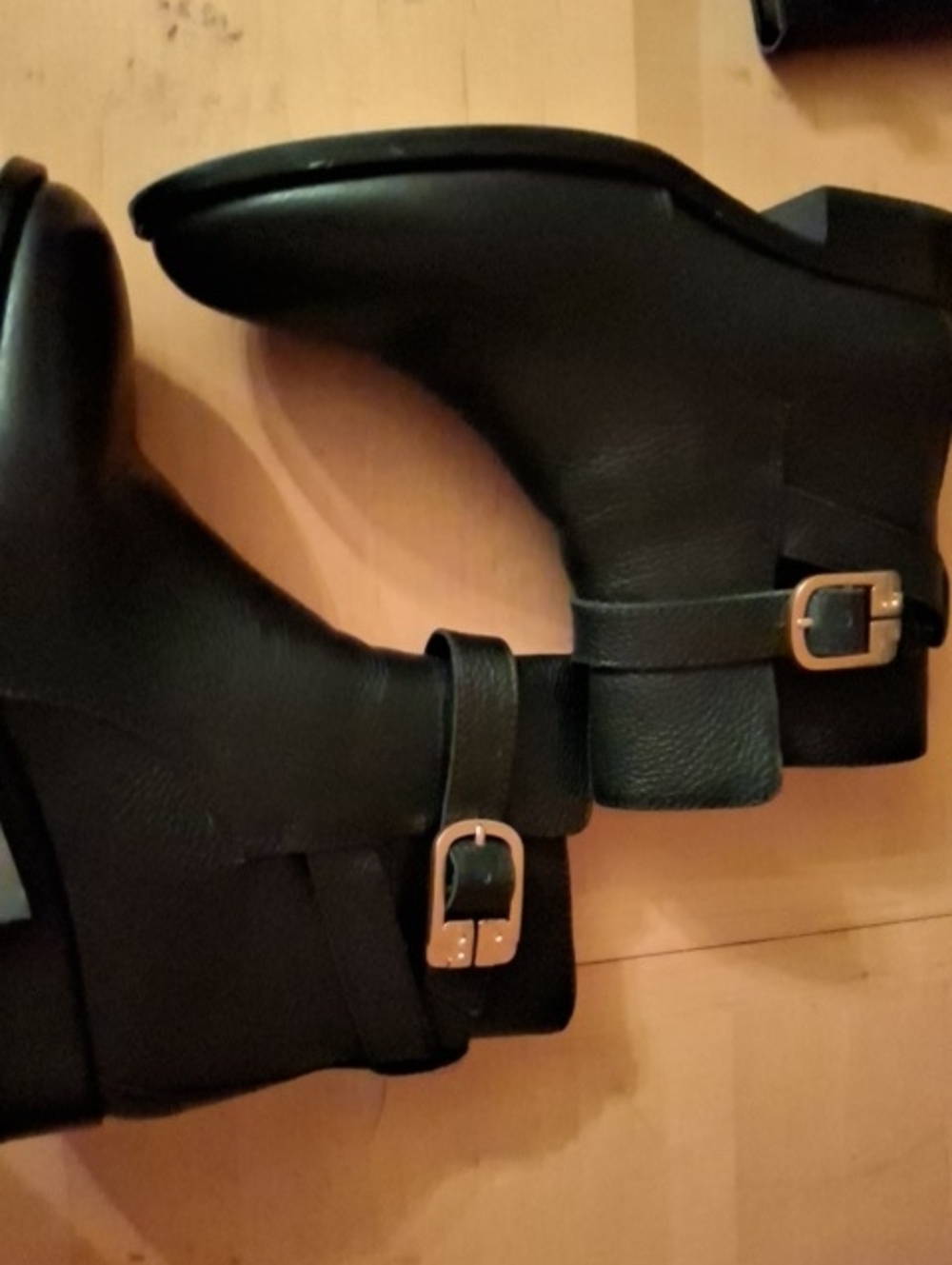 Tory Burch Black Leather Boot Straps with Gold Buckles